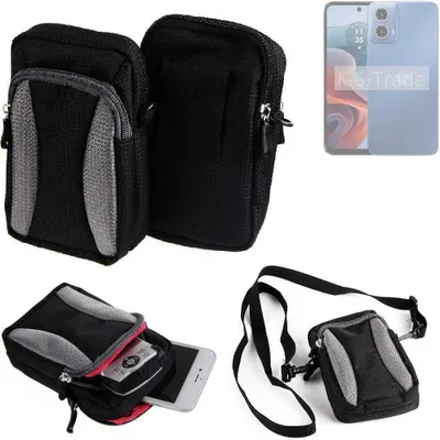 Produktbild von K-S-Trade Holster Schutz Hülle kompatibel mit Motorola G34 5G Handy Hülle Gürteltasche Umhängetasche mit Zusatzfach schwarz