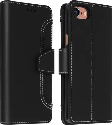Produktbild von Avizar, Klapphülle mit Portemonnaie für Apple iPhone 6 / 6S / 7 / 8 / SE 2020, Schwarz