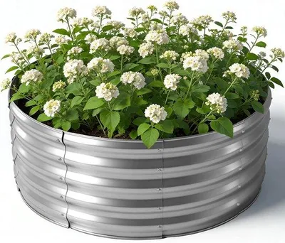Obrázok produktu pre Záhradný kvetináč – štvorcový kvetináč – vonkajšie rastliny – pozinkovaná oceľ – 90 x 90 x 43 cm – strieborný