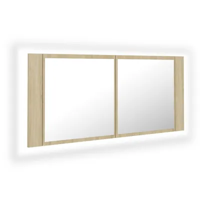 Obrázok produktu pre vidaXL LED kúpeľňová zrkadlová skrinka Sonoma Oak 100x12x45 cm Akryl