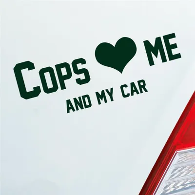 Produktbild von Auto Aufkleber Cops love me Tuning Polizei 10x36 cm Dunkelgrün Sticker Heckscheibenaufkleber