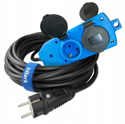 Produktbild von Gummi-Verlängerungskabel Schuko Verteiler blau, 4 Steckdosen H07RN-F 3x2,5 10m
