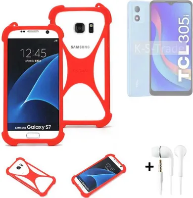 Produktbild von Handy-hülle + Kopfhörer kompatibel mit TCL 305i Schutz-hülle Bumper Silikon Schutz Hülle Cover Case Silikoncase Silikonbumper TPU Softcase