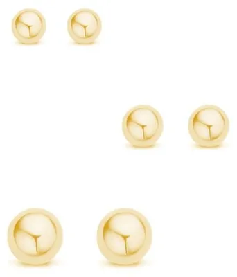 Produktbild von New Bling 929900169 Zilveren Oorknopjes - Setje - 3 Paar - Bolletjes - 3-4-5mm - 925 - Goudkleurig