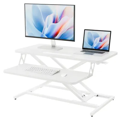 Schreibtisch-Aufsatz höhenverstellbar, 80 cm, für 2 Monitore, Weiß