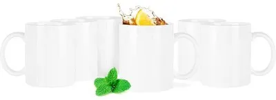 Productafbeelding van Famanu koffiekopjes, wit met handvat - set van 6, 300 ml