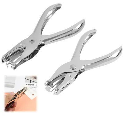 Produktbild von 2er Set Lochzange Papier 3mm & 6mm Metall Rundloch mit Auffangbehälter