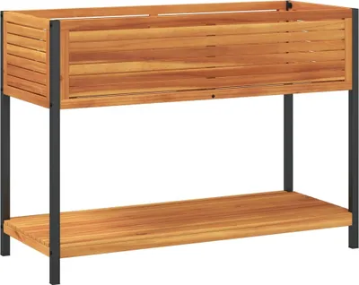 Image de vidaXL Bac à plantes avec étagère 110x45x80 cm bois massif acacia et acier