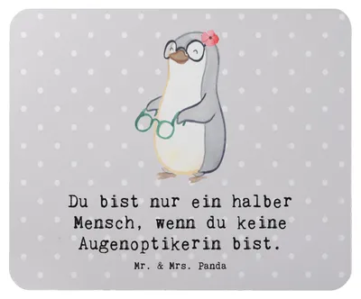 Produktbild von Mr. & Mrs. Panda Mouse Pad Augenoptikerin Herz - Grau Pastell - Geschenk, Lustig, computermatte, Eröffnung, Mousepad, mauspad laptop, Witzig, Spruch, mousematte