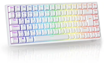 Obrázok produktu pre Mechanická herná klávesnica, biela – 75% kompaktné rozloženie TKL – hnedé spínače – RGB podsvietenie