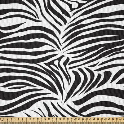Produktbild von ABAKUHAUS Zebra-Druck Satin Stoff als Meterware, Gestreift Zebra Tier Druck Natur Wildernis Inspiriert Vereinfacht Darstellung, 3 M (148 x 300 cm), Weiß Schwarz