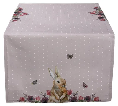 Obrázok produktu pre Clayre & Eef Bežec na stôl 50x140 cm Béžová Ružová Bavlna Králičie kvety