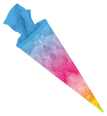 Produktbild von ITENGA Schultüte 70cm rund Muster REGENBOGEN Wasserfarben mit Filzverschluss