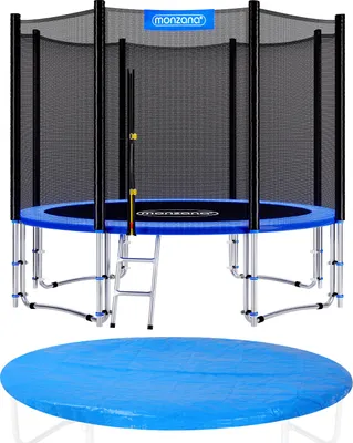 Produktbild von MONZANA® Trampolin Ø 366 cm SÜD GS Zertifiziert Komplettset inkl. Sicherheitsnetz, Leiter, Randabdeckung & Wetterplane Kindertrampolin Gartentrampolin