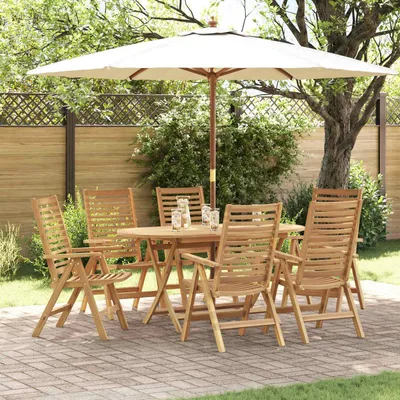 Produktbild von vidaXL Garten Essgruppe 7 stk. Braun Massivholz Teak