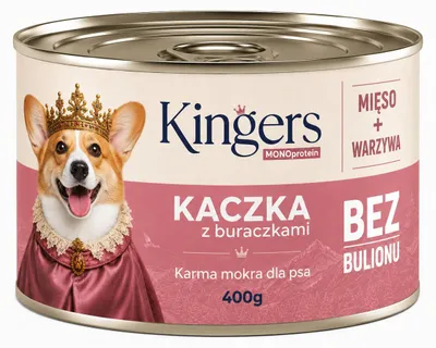 Zdjęcie produktu dla KINGERS Kaczka z buraczkami 400 g karma mokra dla psa, Obraz wygenerowany przez AI