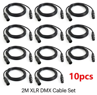 Immagine prodotto di Cavo audio XLR a XLR - Cavo di prolunga DM512 - Connettore a 3 pin DMX512 - Maschio a femmina - 2 metri - Confezione da 10