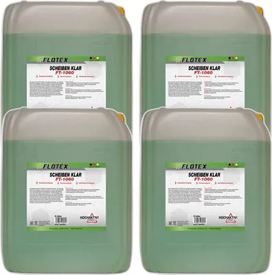 Produktbild von Flotex Scheibenklar Scheibenreiniger, 4 x 5L Glasreiniger Autoscheiben Fenster
