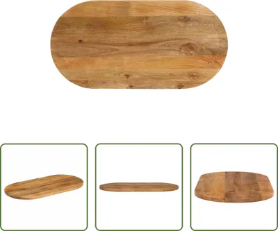 Produktbild von The Living Store Tischplatte 90x40x3,8 cm Oval Massivholz Mango