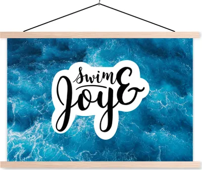 Produktbild von MuchoWow® Textilposter Meer - Wellen - Zitate 60x40 cm mit holzfarbenen Rahmen - Bilder