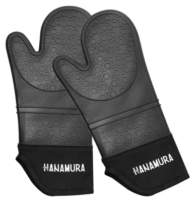 Produktbild von Hanamura Ofenhandschuhe - Backofenhandschuhe - 2 Stück - Grillhandschuhe - Topfhandschuhe BPA-frei - Hitzebeständig bis 250°C - Mit Aufhängeöse