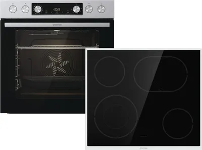 Produktbild von Gorenje BC6737E02X+ECD643BSC+1-fach Auszug, Keramik, 4 Zone(n), Glaskeramik, Schwarz, Berührung, 59,5 cm