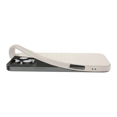 A side view of a phone case being placed onto a smartphone.