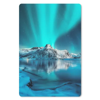 Produktbild von MuchoWow® Mauspad Mousepad Nordlicht - Eis - Schnee - Norwegen - Blau - Berge 18x27 cm - Mousepads - Maus Mat - Pad - Mausunterlage