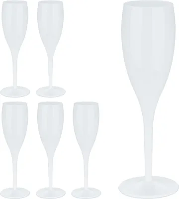 Produktbild von Famanu Kunststoff-Champagnergläser - Set von 6 - Unzerbrechlich und wiederverwendbar - 100 ml - Weiß