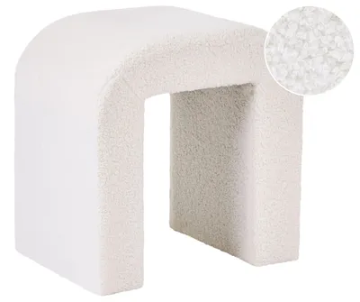 Zdjęcie produktu dla BELIANI Nowoczesny puf w kształcie litery U boucle złamana biel boucle tapicerowany w stylu retro cottage do salonu