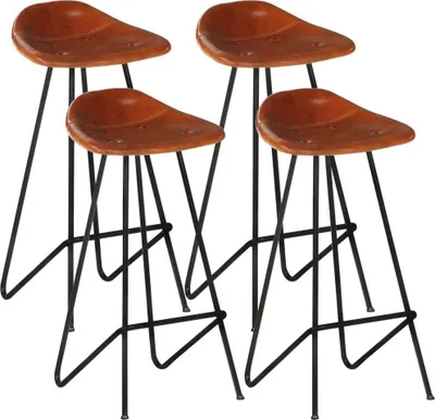 Produktbild von The Living Store Barhocker 4 Stk. Braun Echtleder