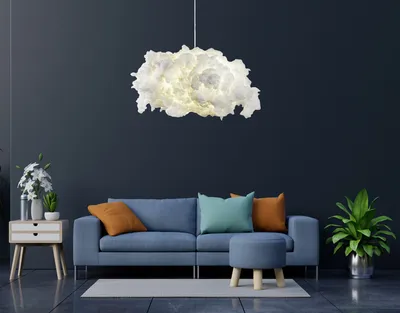 Immagine prodotto di Opviq, Serenity - Bianco, lampadario, bianco, cotone, 60 x 45 x 80 cm