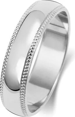 Produktbild von 9 Karat (375) Weißgold 5mm D-Form Milgrain Herren/Damen - Trauring/Ehering/Hochzeitsring, 67 (21.3); TRS188049KWRSX