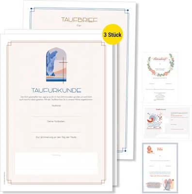 Produktbild von Frank Paperman® | Patenbrief für Taufpaten | 3 Stück in einem Set | Urkunden zur Taufe | Geschenk für Patentante und Patenonkel | Taufbrief Patenkind