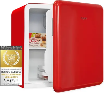 Produktbild von Exquisit Mini Kühlschrank CKB45-0-031F rot | Kühlbox | 47 Liter Nutzinhalt | Hotelkühlschrank | Retrostyle