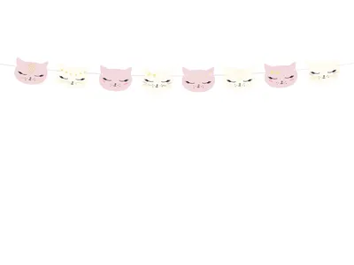 Produktbild von Girlande Papier DIY Katzen 1.4m rosa / weiß
