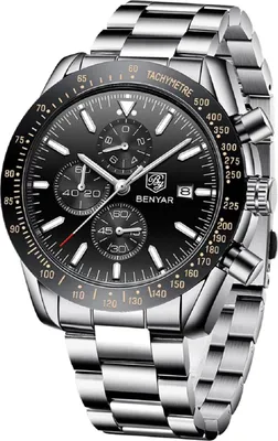 Produktbild von BENYAR Herren Analog Quarz Chronograph Uhr,30M wasserdicht,leuchtende Datum-Anzeige, lässige Business-Design-Armbanduhr, klassische perfektes Geschenk