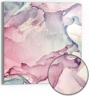 Produktbild von DEQORI Hybrid Leinwand Bild 50x50 cm 'Elegante Farbströme' Wandbild Glas flach modern