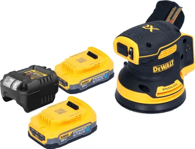 Image de DeWalt DCW 210 E2 Ponceuse excentrique sans fil 18 V 125 mm Brushless + 2x Powerstack batterie 1,7 Ah + chargeur