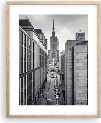 Produktbild von Gerahmtes Poster - Rahmen in heller Eiche - Warschau Palast Kultur - 40x50 cm - Wand Bild - Wanddeko - Wandbilder - Kunstposter - Wandposter - Bilderrahmen - Bilder - Kunstdruck - P2NPA40x50-4382