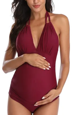 Immagine prodotto di Costumi da bagno interi da gravidanza con spalline e scollo a V