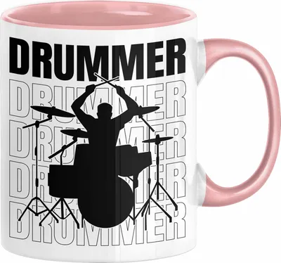Produktbild von Drummer Schlagzeug-Spieler Geschenk Tasse Geschenkidee Kaffee-Becher Schlagzeuger (Rosa)