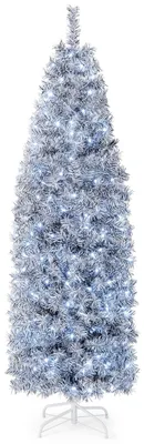 Produktbild von Künstlicher Weihnachtsbaum 180 cm mit 250 kaltweißen Lichtern Faltbarem Metallständer