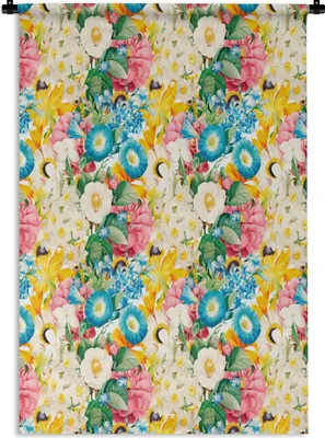 Produktbild von MuchoWow® Wandteppich Wandbehang Blumen - Frühling 90x135 cm Tapisserie Dekoration Wandtuch - Baumwolle - Wandskulptur