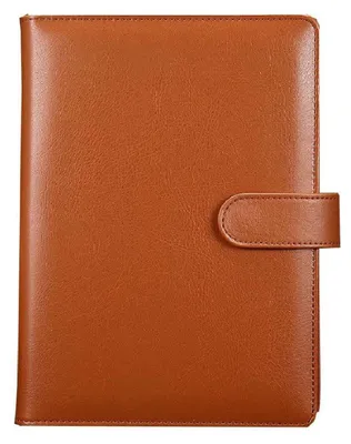 Obrázok produktu pre Krížový zápisník formátu A5, vyrobený z umelého koženého materiálu (PU), s možnosťou dopĺňania strán, s 6 krúžkami, v hnedej farbe