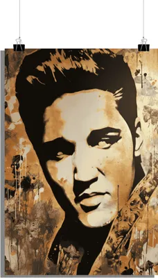 Produktbild von Musik Poster - Elvis Presley Poster - Golden - Musiklegende Poster - 61x91cm - Perfekt zum Einrahmen