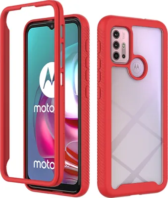 Obrázek produktu pro Moto G30 Pouzdro, Hybrid Průhledné Zadní Kryt, Robustní TPU Nárazník, Nárazuvzdorné Pouzdro pro Motorola Moto G30 / G20 / G10 / G10 Power červené