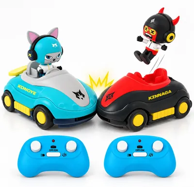 Obrázok produktu pre Koochibi – diaľkovo ovládané autíčka – Chibibump – súprava pre 2 hráčov s odnímateľnými figúrkami, svetelnými a zvukovými efektmi – vhodné od 3 rokov