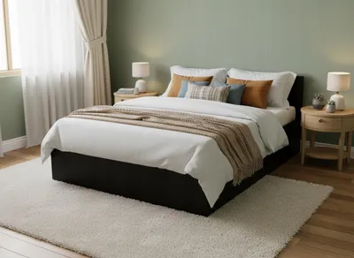 Produktbild von Komvortowy | Bett 120x200 Cm | Doppelbett Mit Metall-Lattenrost | SCHWARZ | Großem Bettkasten & Stauraum | Hochklappbar Nach Oben