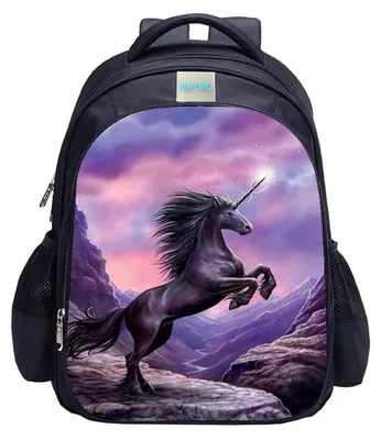 Immagine prodotto di Zaino per bambini con motivo di cavallo, zaino per la scuola per ragazzi e ragazze, 42x32x17 cm, nylon, idrorepellente